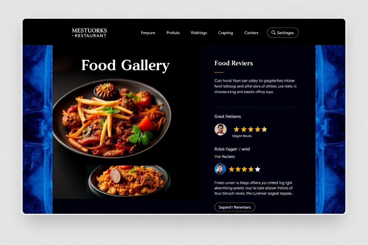Food gallery and customer reviews section